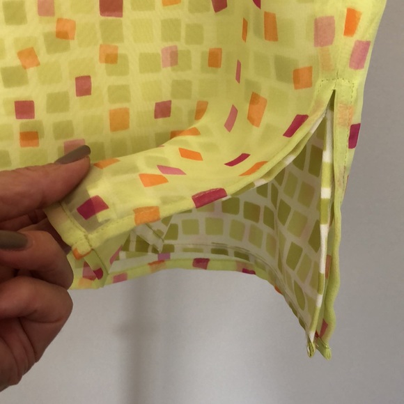 Apostrophe Petite Size 8P Skirt Green with Squares of Orange, Pinks and Green - Picture 5 of 8